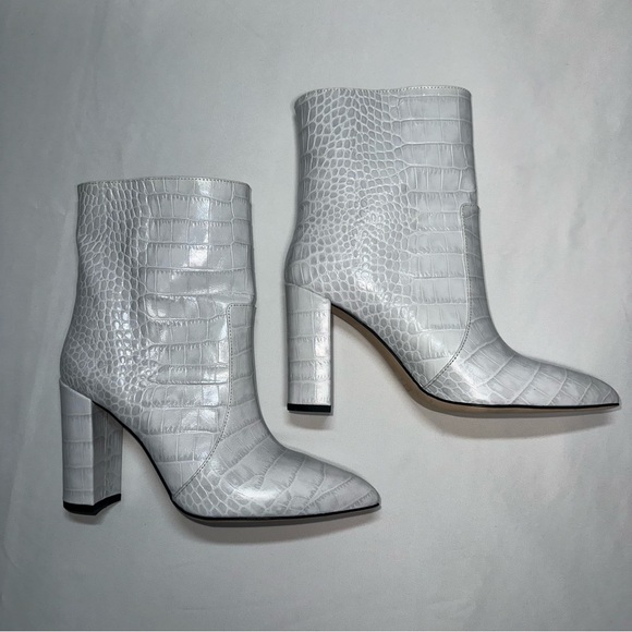 Paris Texas Shoes - Paris Texas White Grigio Perla 9.5 Crocodile Embossed Leather Boots Celebrity